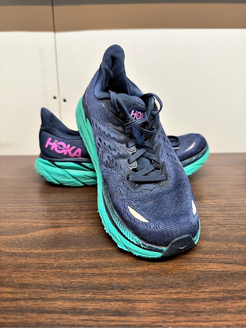 HOKA Clifton 8 Athletic Shoes Blue & Green